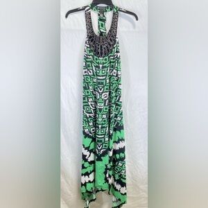 Green and Black Patterned Women's Skirt